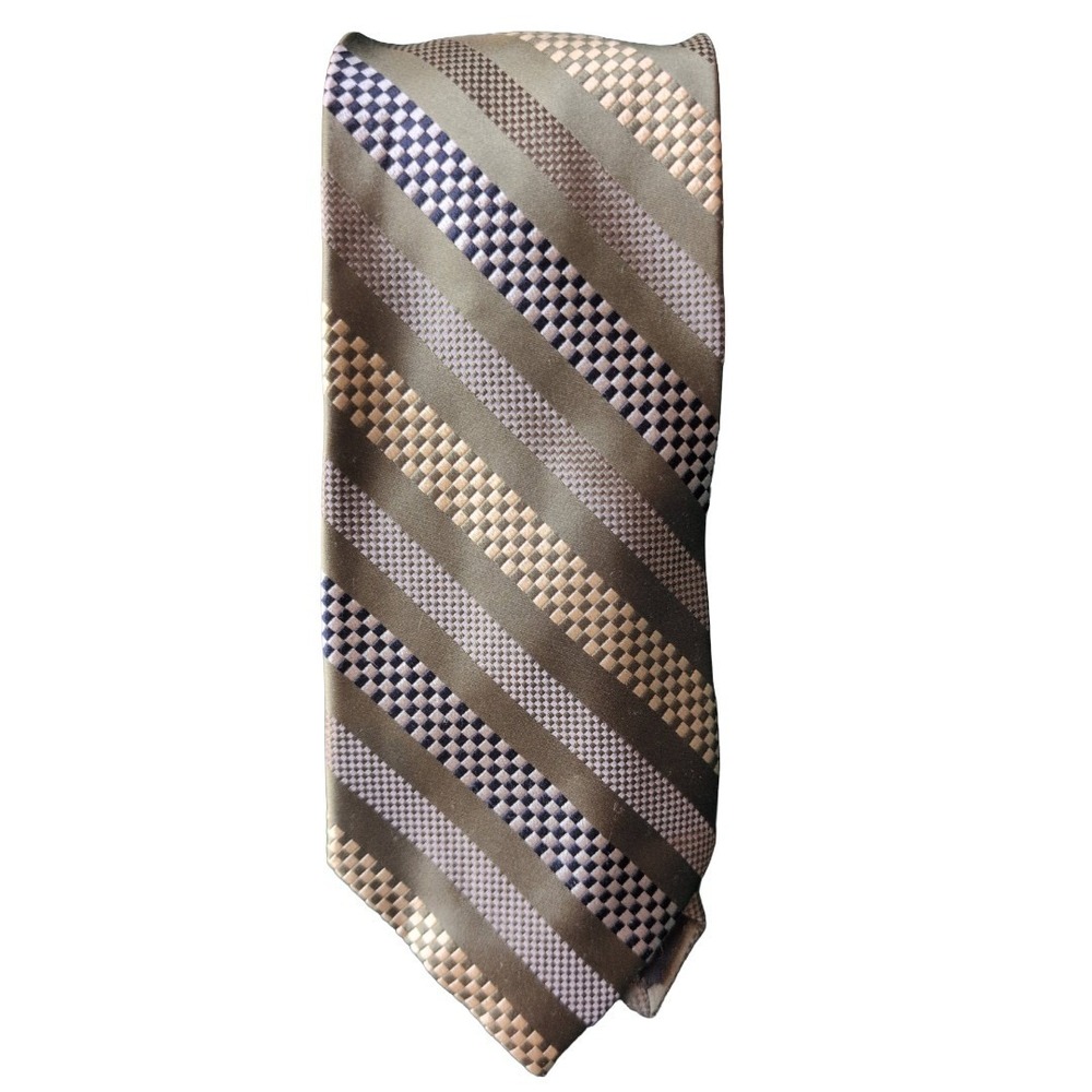 100%‎ Silk Tie Brown Checker Paul Dione Men's Wearhouse NWT Prom Formal Wedding
